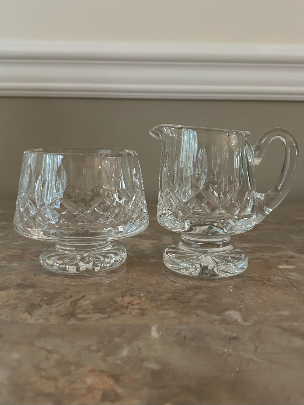 Waterford Crystal Lismore Footed Creamer & Open Sugar Bowl
